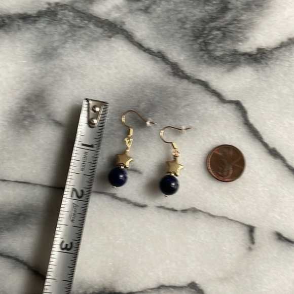 🌹 free w/purchase sterling silver lapis lazuli 9 mm gem stone 18k gold vermeil - Picture 6 of 15